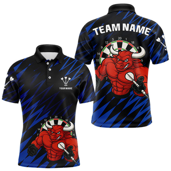 Maxcorners Maroon & White Bull Holding Dart Arrow Darts Shirt For Men - Custom Team Name LM1625
