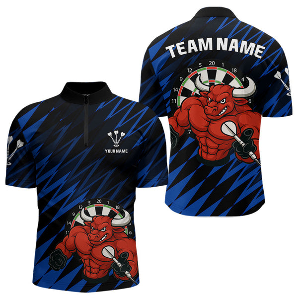 Maxcorners Maroon & White Bull Holding Dart Arrow Darts Shirt For Men - Custom Team Name LM1625