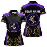 Maxcorners Yellow And Purple Lightning Scratched Dartboard Darts Shirt For Men - Custom Name LM1625