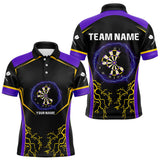 Maxcorners Yellow And Purple Lightning Scratched Dartboard Darts Shirt For Men - Custom Name LM1625