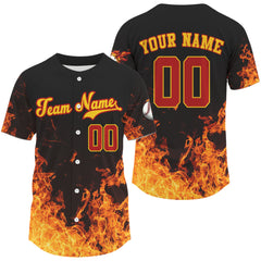Maxcorners Flaming Custom Baseball Jersey For Men - Personalized With Name & Number LM2608