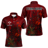 Maxcorners Cracked Dartboard Broken Glass Men's Darts Shirt Custom Name & Team | Opt2 - Red TU0107