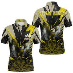 Maxcorners Eagle Dartboard Broken Glass Men's Darts Shirt Custom Name & Team | Opt3 - Yellow TU0107