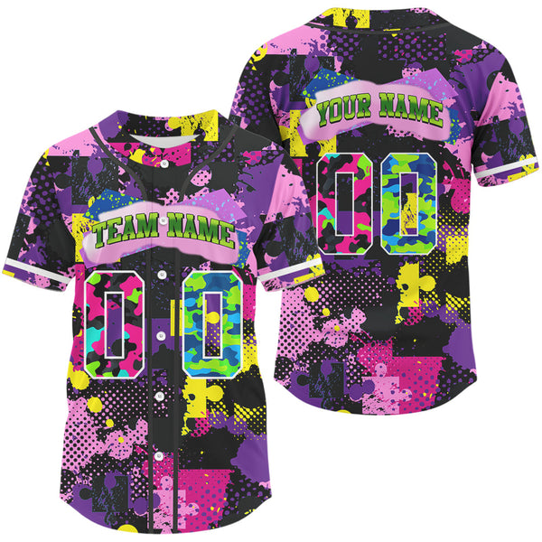 Maxcorners 90s Retro Baseball Jersey For Men Custom HipHop Button Down Shirt For Party LM2608