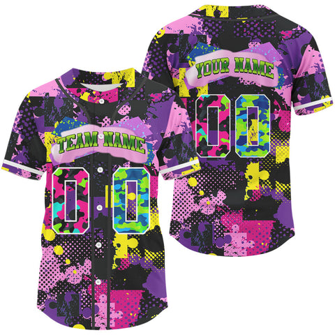 Maxcorners 90s Retro Baseball Jersey For Men Custom HipHop Button Down Shirt For Party LM2608