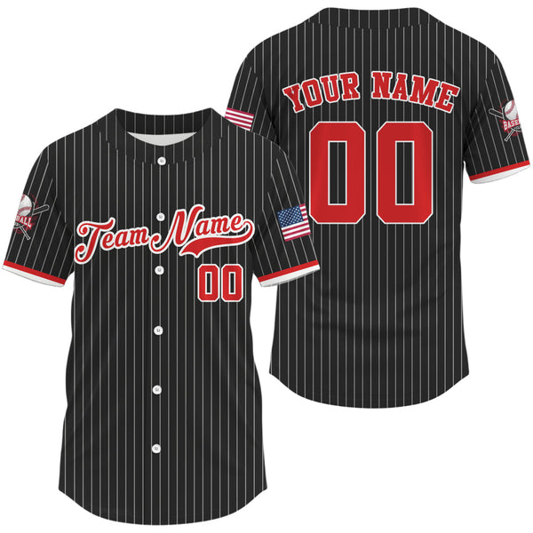 Maxcorners Men’s Classic Pinstripe Patriotic Jersey - Custom USA Shirt With Name, Number & Logo LM2608