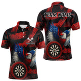 Maxcorners US Flag Eagle Dartboards Grunge Men's Darts Shirt Custom Name & Team | Opt1 - Red TU0107