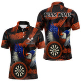Maxcorners US Flag Eagle Dartboards Grunge Men's Darts Shirt Custom Name & Team | Opt2 - Orange TU0107