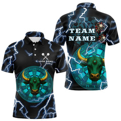 Maxcorners Turquoise Cow Head Skull Dartboard Funny Darts Shirt For Men - Customizable Name LM0706