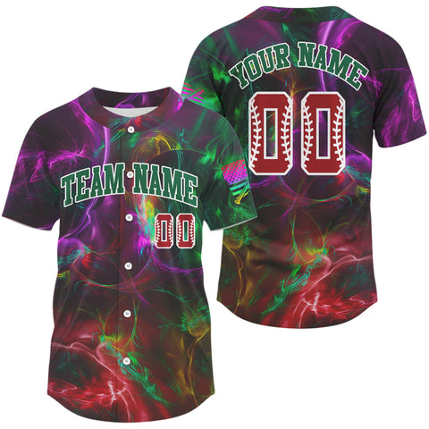 Maxcorners Men's Baseball Jersey Personalized Colorful Lightning Shirt For Baseball Fans LM2608