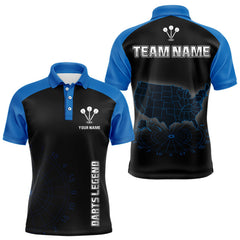 Maxcorners Navy Lightning US Map Dartboard Men's Darts Shirt - Custom Name For Dart Players MT1006