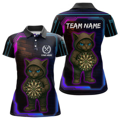 Maxcorners Lightning Cat Tech Neon Dartboard Men's Darts Shirt - Custom Name For Darts Jersey MT1006