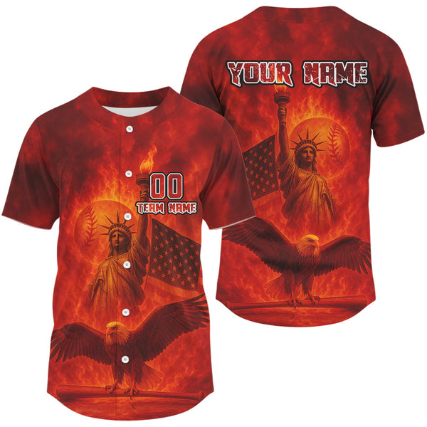 Maxcorners Personalized Men's Patriotic Baseball Jerseys Custom US Flag Eagle With Name Number LM2608