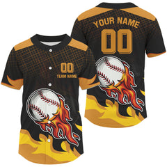 Maxcorners Flaming Baseball Jersey For Men Custom Name & Number Design With Baseball Shirt LM2608