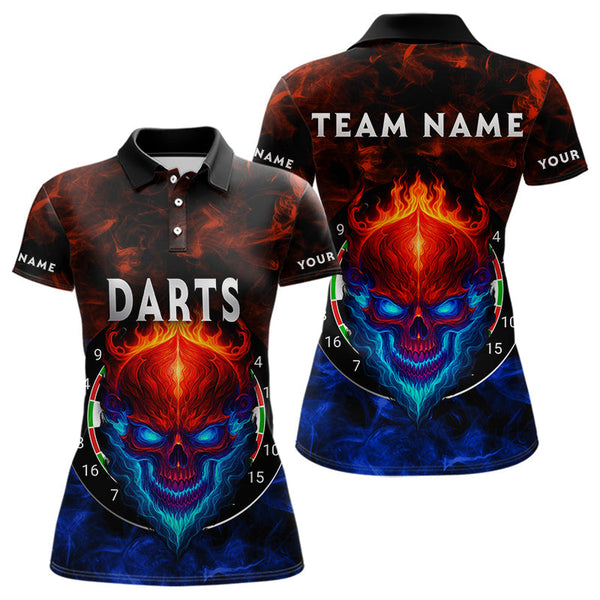Maxcorners Flame Skull Dartboard Men's Darts Polo Shirt - Custom Name For Players LM1307