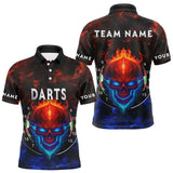 Maxcorners Flame Skull Dartboard Men's Darts Polo Shirt - Custom Name For Players LM1307