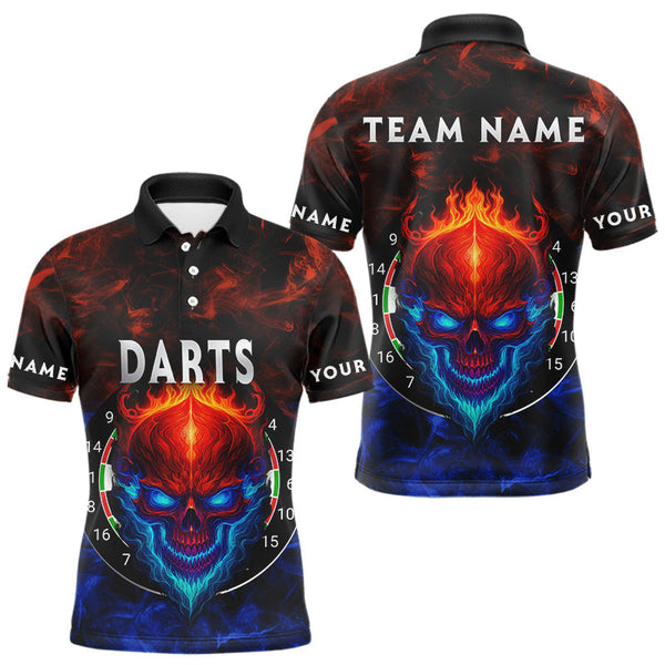 Maxcorners Flame Skull Dartboard Men's Darts Polo Shirt - Custom Name For Players LM1307