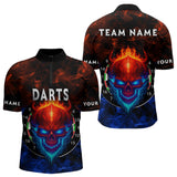 Maxcorners Flame Skull Dartboard Men's Darts Polo Shirt - Custom Name For Players LM1307