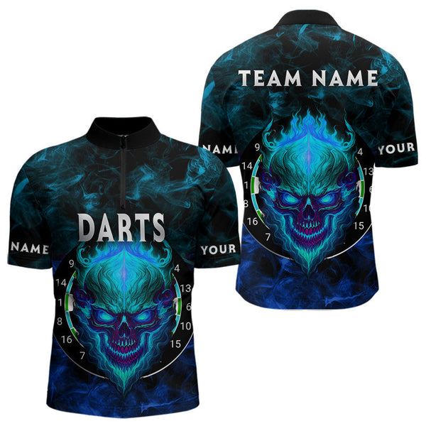 Maxcorners Flame Skull Dartboard Men's Darts Polo Shirt - Custom Name For Players 1 LM1307