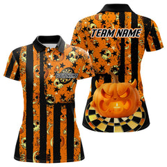 Maxcorners Pumpkin & Dartboard Custom Funny Halloween Dart Polo Shirts For Men, Dart Team Jerseys 1 LM2707