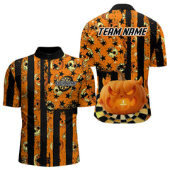 Maxcorners Pumpkin & Dartboard Custom Funny Halloween Dart Polo Shirts For Men, Dart Team Jerseys 1 LM2707
