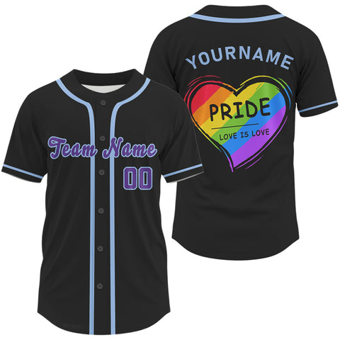 Maxcorners "Pride Love Is Love" Men's Baseball Jersey Custom LGPT Baseball Shirt For LGPTQ+ Fans LM1809