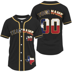 Maxcorners Custom Men's Baseball Jersey - Patriotic Texas Flag Shirt For Sports Fans & Teams LM2608