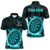 Maxcorners Lightning Smoke Turquoise Dartboard Men's Darts Shirt - Custom Name For Players LM1506