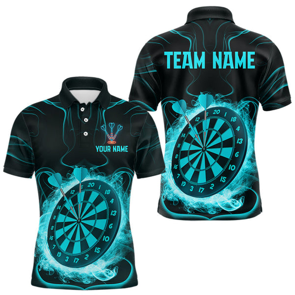 Maxcorners Lightning Smoke Turquoise Dartboard Men's Darts Shirt - Custom Name For Players LM1506