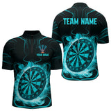 Maxcorners Lightning Smoke Turquoise Dartboard Men's Darts Shirt - Custom Name For Players LM1506