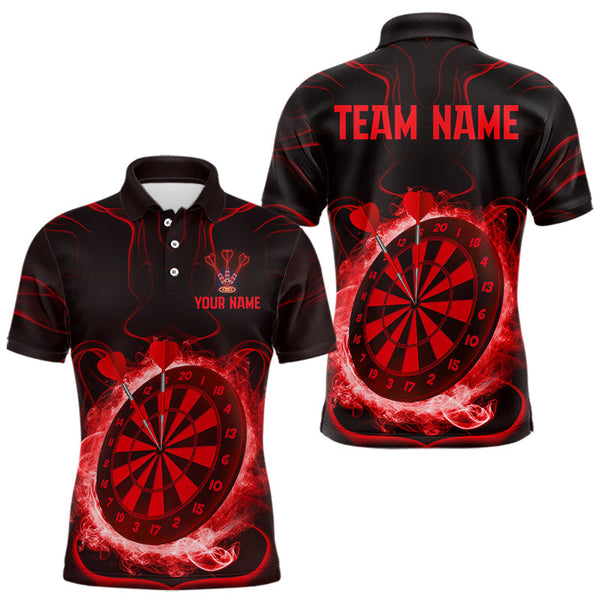 Maxcorners Lightning Smoke Red Dartboard Men's Darts Shirt - Custom Name For Darts Jersey LM1506
