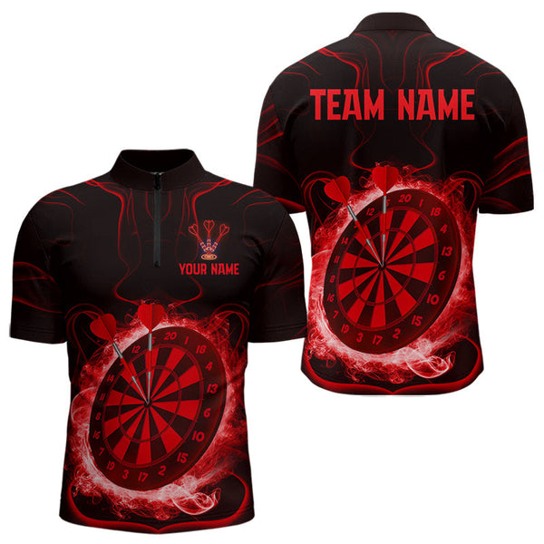 Maxcorners Lightning Smoke Red Dartboard Men's Darts Shirt - Custom Name For Darts Jersey LM1506