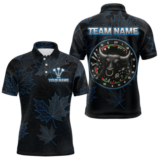 Maxcorners Floral Fury Bull Dartboard - Men's Blue Darts Shirt - Custom Name For Players