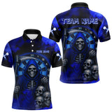 Maxcorners The Grim With Skulls Navy Smoke Men's Darts Team Shirt - Custom Name For Players LM2206