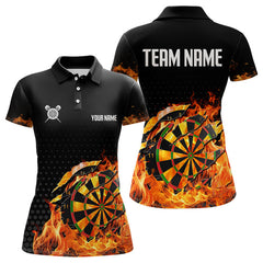 Maxcorners Men's Custom Darts Shirt With Cracked Flame Dartboard And Halftone Pattern