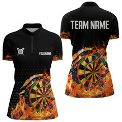 Maxcorners Men's Custom Darts Shirt With Cracked Flame Dartboard And Halftone Pattern