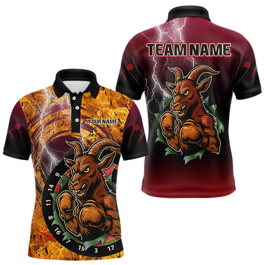 Maxcorners Brown Boxing Goat Dartboard Colorful Darts Shirt For Men - Custom Darts Jersey LM2206