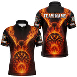 Maxcorners Custom Eagle Flaming Dartboard Men Dart Polo & 1/4-Zip Shirt, Darts Team Jersey | Red TU1208