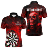 Maxcorners Red Smoke Dartboard & Multi Skulls Men's Darts Shirt - Custom Name For Players LM3006