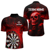 Maxcorners Red Smoke Dartboard & Multi Skulls Men's Darts Shirt - Custom Name For Players LM3006