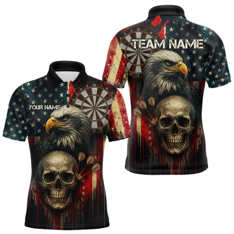 Maxcorners Personalized US Flag & Eagle Grunge Patriotic Darts Shirt For Men, Darts Team Shirt MT1408