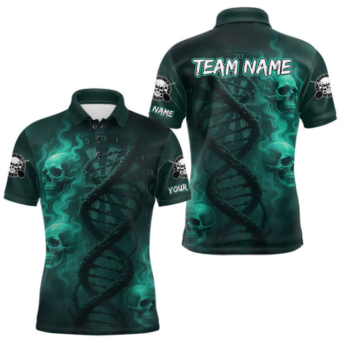 Maxcorners Dart's In My DNA Personalized Turquoise Dart Shirt For Men Skull Dartboard Dart Team Shirts LM1708