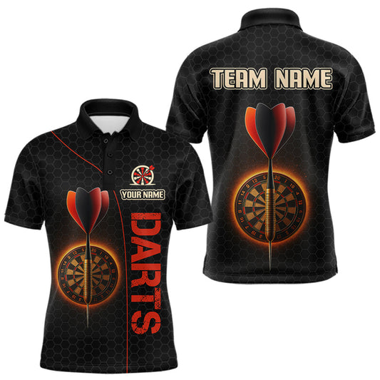 Maxcorners Red Flaming Dartboard & Dart Arrow Darts Shirt For Men - Custom Team Jersey