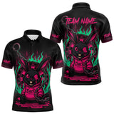 Maxcorners Flaming Rabbit & Pink Dartboard Darts Shirt For Men - Custom Name & Team Jersey LM3006