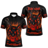 Maxcorners Flaming Rabbit & Orange Dartboard Darts Shirt For Men - Custom Name & Team Jersey LM3006