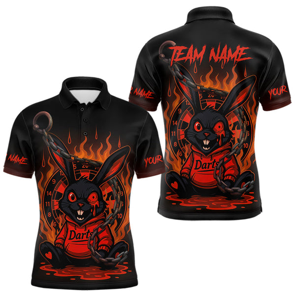 Maxcorners Flaming Rabbit & Orange Dartboard Darts Shirt For Men - Custom Name & Team Jersey LM3006