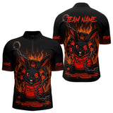 Maxcorners Flaming Rabbit & Orange Dartboard Darts Shirt For Men - Custom Name & Team Jersey LM3006