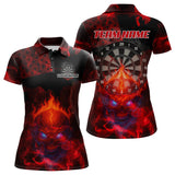 Maxcorners US Flag & Skull Custom Patriotic Red Dart Polo Shirts For Men, Dart Team Jerseys LM2007