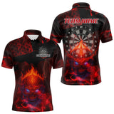Maxcorners US Flag & Skull Custom Patriotic Red Dart Polo Shirts For Men, Dart Team Jerseys LM2007
