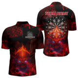 Maxcorners US Flag & Skull Custom Patriotic Red Dart Polo Shirts For Men, Dart Team Jerseys LM2007